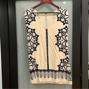 Free People beautiful cream and blue tunic dress. Size XS like new worn once.